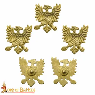 Clous de ceinture ou conchos aigle héraldique en laiton massif pur, lot de 5