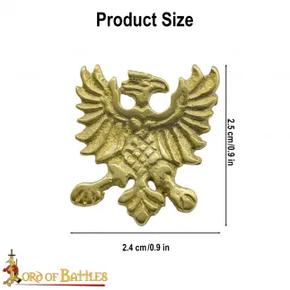 Clous de ceinture ou conchos aigle héraldique en laiton massif pur, lot de 5