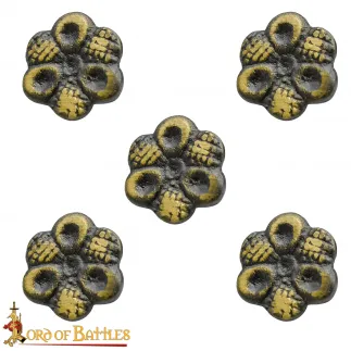 Ornements de vêtements ou ceintures en laiton pur vieilli en forme de fleur