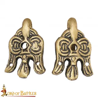 Lot de 2 crochets vikings en laiton antique, motif corbeau