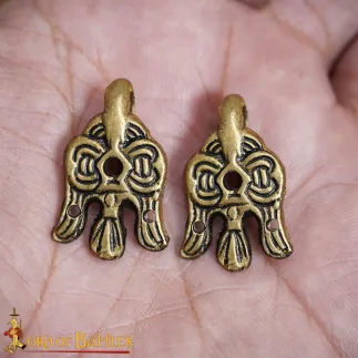 Lot de 2 crochets vikings en laiton antique, motif corbeau