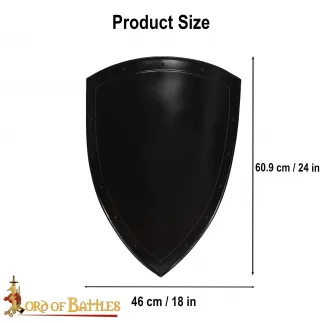 Bouclier peint en noir  médiéval forgé à la main en toile de 1.4mm