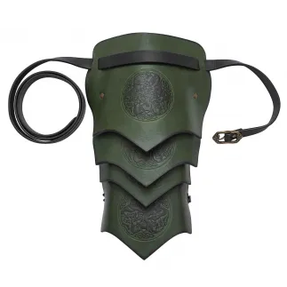 Épaulière en cuir avec symbole des trois chevaux celtiques