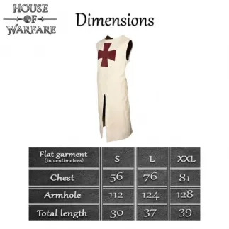 Costume de chevalier croisé, toge médiéval