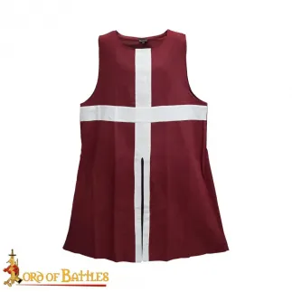 Tabard médiéval en toile de coton avec croix
