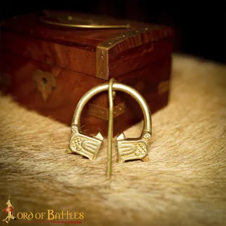 Broche penannulaire viking en laiton massif pur, fermoir de cape fonctionnel