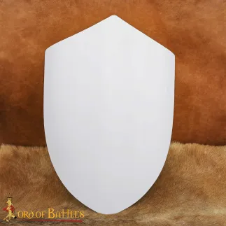 Bouclier médiéval peint en blanc , en acier,prêt à personnalisable.