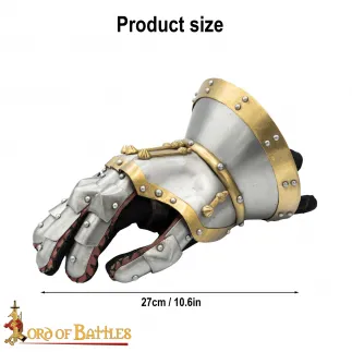 gantelet XIVé en acier 1.6mm