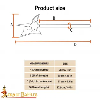 hallebarde médiévale forgée à la main, lame en acier à haute teneur en carbone