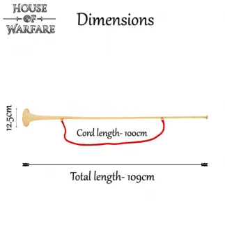 Trompette héraut médiévale en laiton – Clairon poli de127cm avec cordon rouge