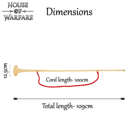 Trompette héraut médiévale en laiton – Clairon poli de127cm avec cordon rouge