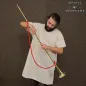 Trompette héraut médiévale en laiton – Clairon poli de127cm avec cordon rouge