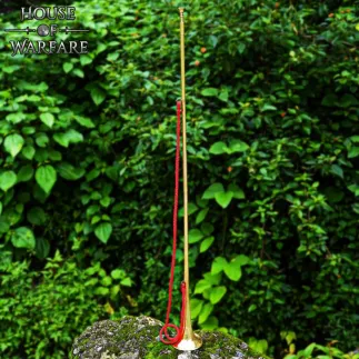 Trompette héraut médiévale en laiton – Clairon poli de127cm avec cordon rouge