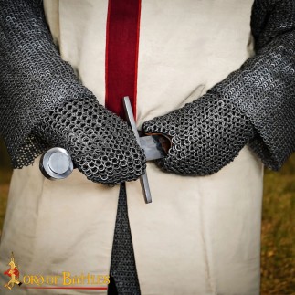 Mitaines rembourrées avec cotte de mailles en acier doux, anneau plat, riveté rond (alt)