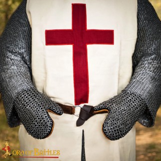 Mitaines rembourrées avec cotte de mailles en acier doux, anneau plat, riveté rond (alt)