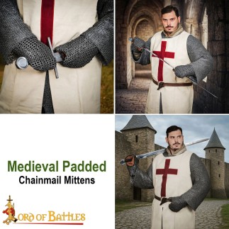 Mitaines rembourrées avec cotte de mailles en acier doux, anneau plat, riveté rond (alt)