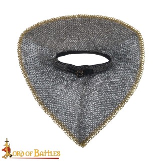 Gorgerin en cotte de mailles à anneau plat / Standard, riveté et alterné, diamètre intérieur 9 mm.