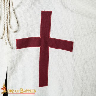 Cape à capuche de croisé teutonique du XIIIe siècle – Manteau en coton avec croix