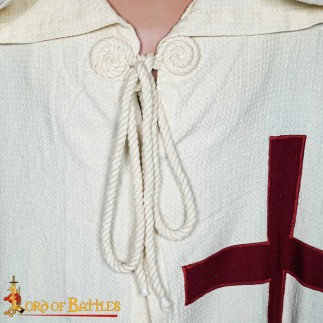 Cape à capuche de croisé teutonique du XIIIe siècle – Manteau en coton avec croix
