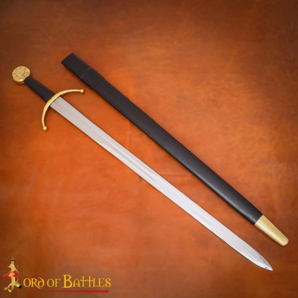 Épée de collection médiévale Édouard III forgée à la main avec fourreau en cuir