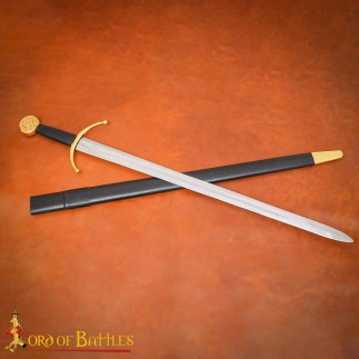 Épée de collection médiévale Édouard III forgée à la main avec fourreau en cuir