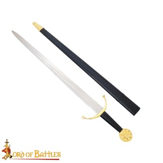 Épée de collection médiévale Édouard III forgée à la main avec fourreau en cuir