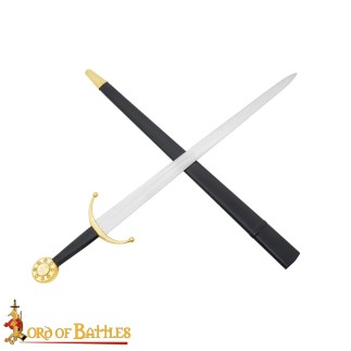 Épée de collection médiévale Édouard III forgée à la main avec fourreau en cuir