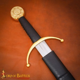 Épée de collection médiévale Édouard III forgée à la main avec fourreau en cuir