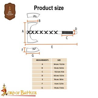 Hache à double tranchant de style médiéval fantastique Arme médiévale fonctionnelle