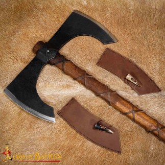 Hache à double tranchant de style médiéval fantastique Arme médiévale fonctionnelle