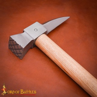 Marteau de guerre médiéval – Tête en acier à haute teneur en carbone forgée à la main avec manche en bois