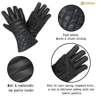 Gants d'entraînement en cuir rembourrés pour AMHE, GN et épée longue. Poignets matelassés.