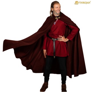 Cape médiévale à capuche en laine avec fermoir en laiton massif