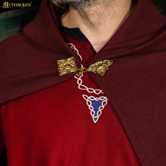 Cape médiévale à capuche en laine avec fermoir en laiton massif