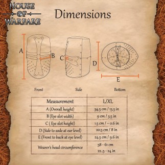 Grand casque de croisé en laiton du XIIe siècle – Acier poli de1.4mm avec croix en laiton