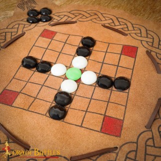 Jeu de société Viking Hnefatafl en cuir, jeu de stratégie nordique portable avec galets de verre