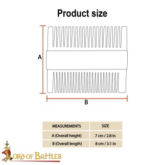 Peigne en os double face Viking pour barbe et cheveux