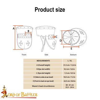 13th century Crusader Knight Templar Steel Helmet with Padded Liner 16 gauge