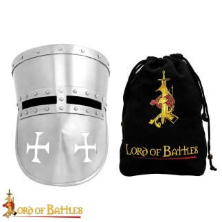 13th century Crusader Knight Templar Steel Helmet with Padded Liner 16 gauge