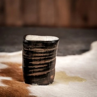 Ensemble de 2 verres à liqueur médiévaux en corne de viking, fabriqués à la main en véritable corne de buffle.