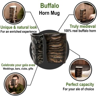 Ensemble de 2 verres à liqueur médiévaux en corne de viking, fabriqués à la main en véritable corne de buffle.