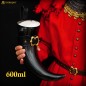 Corne à boire viking de 600 ml avec étui en cuir noir