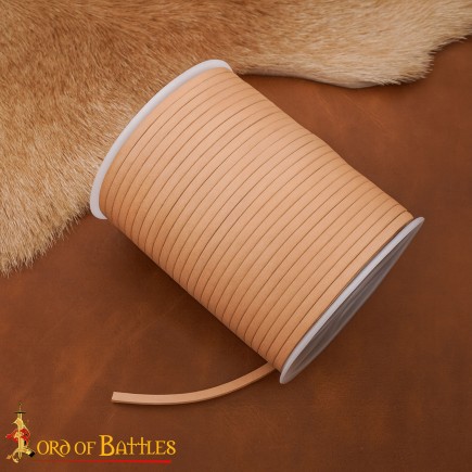 Bobine de cordon en cuir véritable de 50 mètres, couleur naturelle