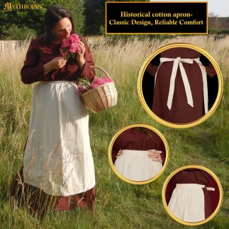 Tablier médiéval 100% coton, accessoire de costume historique pour costumes de paysans et de roturiers