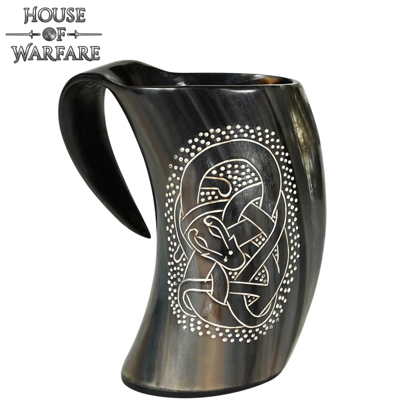 Véritable corne à boire viking médiévale, chope à bière