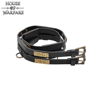 Ceinture double celtique en cuir noir