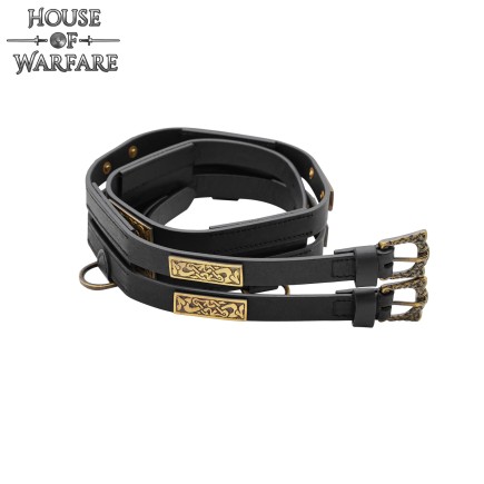 Ceinture double celtique en cuir noir