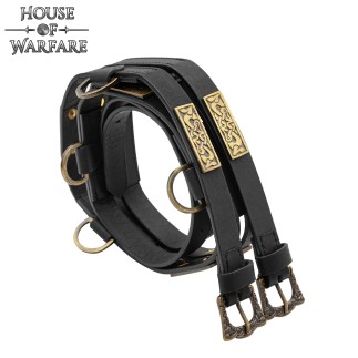 Ceinture double celtique en cuir noir