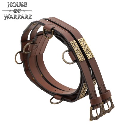 Ceinture double celtique en cuir marron