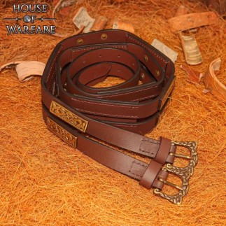 Ceinture double celtique en cuir marron